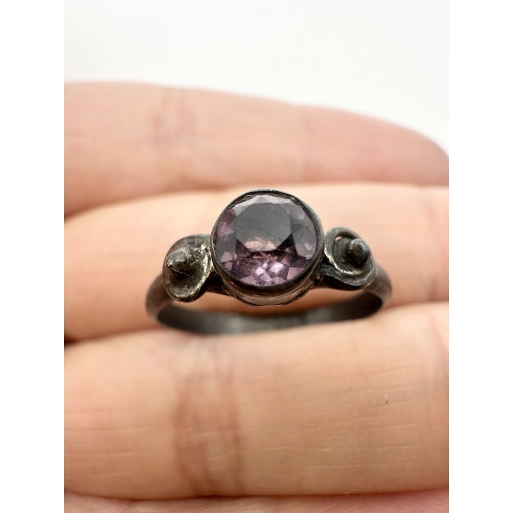 Sterling Silver Faceted Amethyst Ring Size 5.85